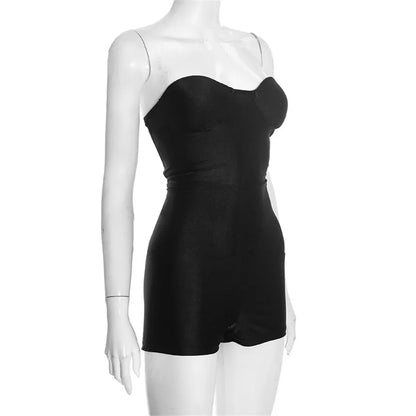Fashion Backless Tight Jumpsuit Sexy Women Bare Shoulder Bodysuit Overalls Summer Midnight Party Clubwear Slim Rompers Shapewear