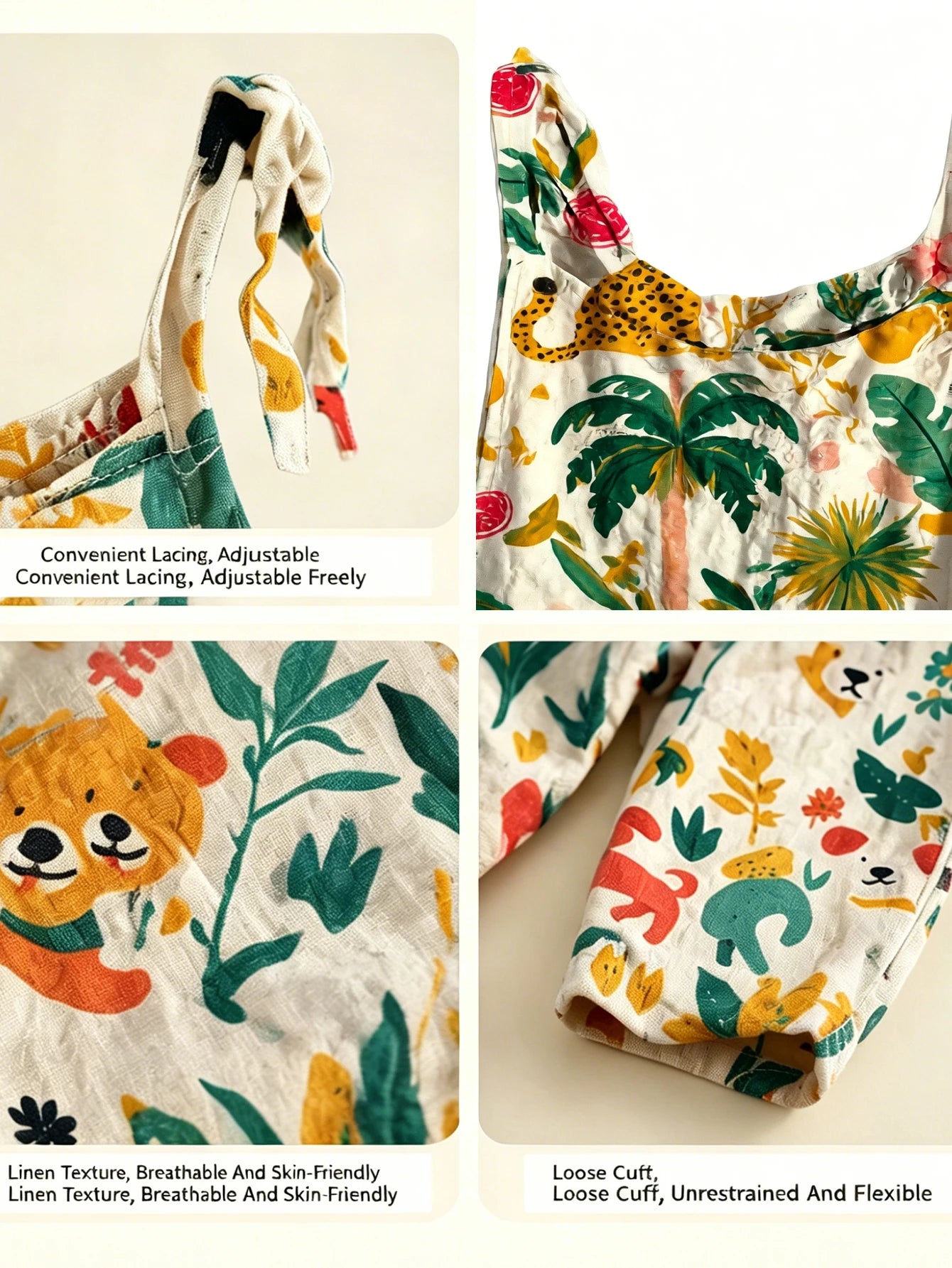 Cute Puppy Print Women's Jumpsuit, Breathable Cotton-Like Jumpsuit
