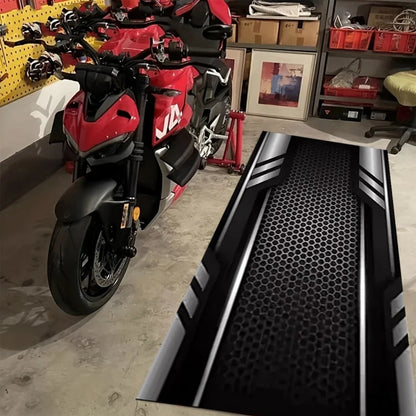 VIKAMA Motorcycle Garage Floor Mat Cyber Style Workshop Non-Slip Wear-Resistant Display Mat Hallway Decorative Carpet