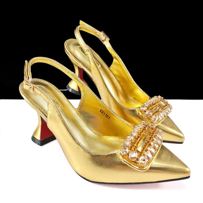 QSGFC Italian Design Rhinestone-encrusted Ladies Party Shoes And Special Bag Women High Heels Wedding Dual Purpose Bag