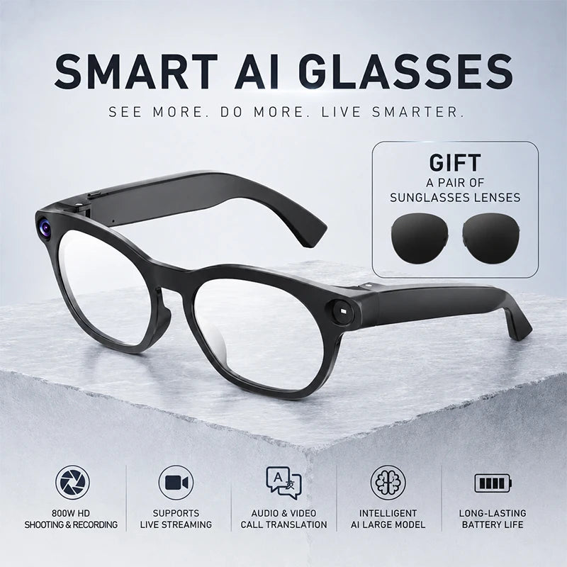 2026 Smart Glasses 8 Megapixel HD Supports Live Broadcast Shooting And Recording Audio And Video Call Translation Smart Glasses