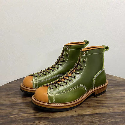 Top Quality Handmade Men Dress Real Cow Leather Shoes Autumn Winter British Tooling Ankle Boots Outdoor Desert Motorcycle Boots