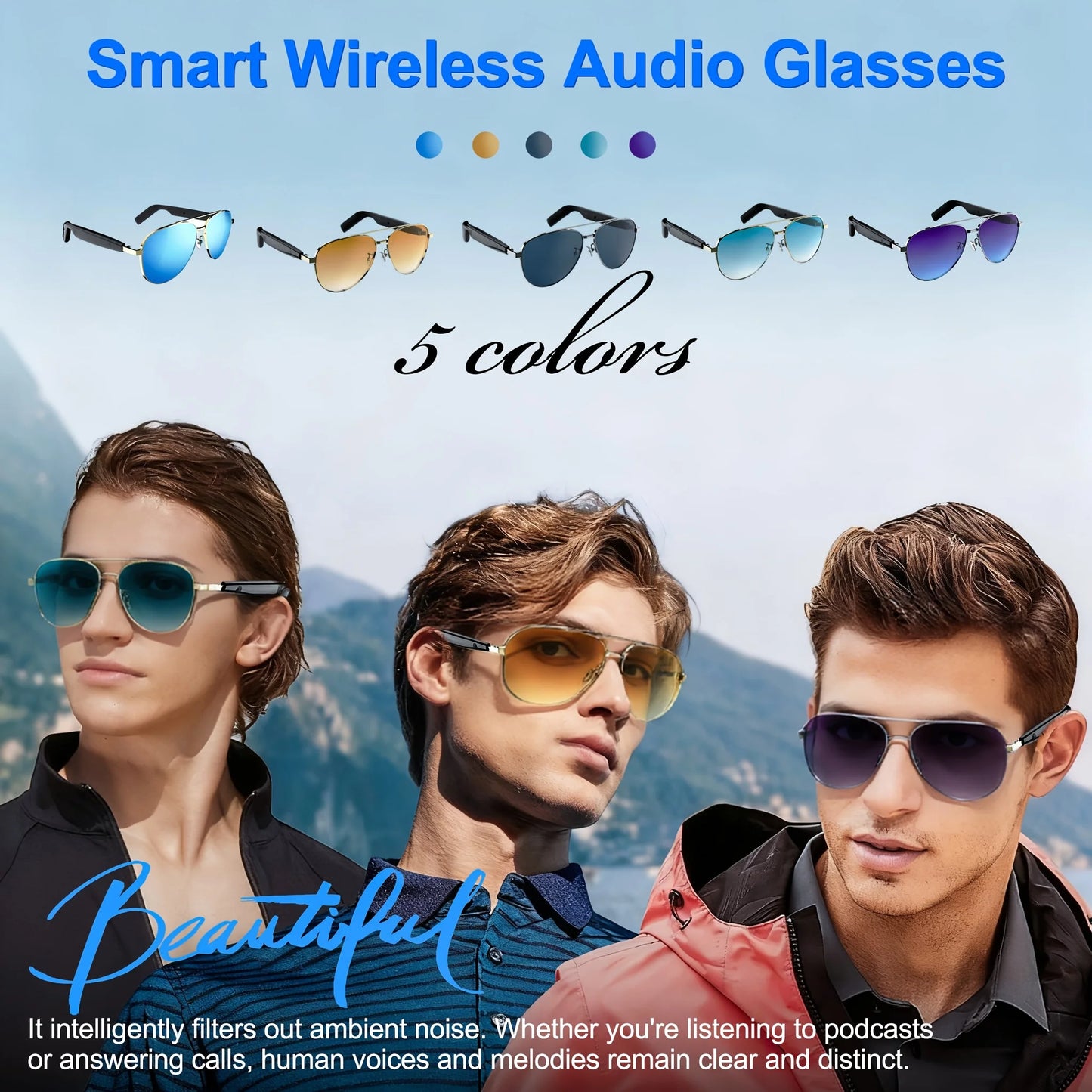 Smart Glasses, Bluetooth Glasses, Touch and Voice Control, Open Music Playback, Bluetooth 5.4, Outdoor, Fishing, Sports