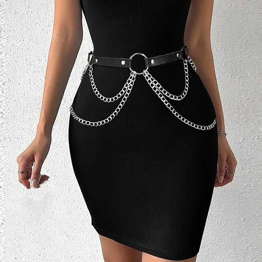  Women Fashion Waistband Accessory Leisure Punk Gothic Clothing Jewelry Belt Sexy Leather Harness Belt Waist Chain Harness