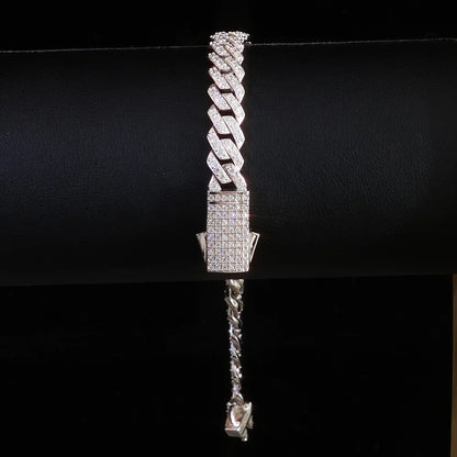 ICEBLING 925 Silver Moissanite Cuban Chain Prong Setting Iced Out 1/2 Rows Pass Diamond Tester VVS Necklace Hip Hop Jewelry