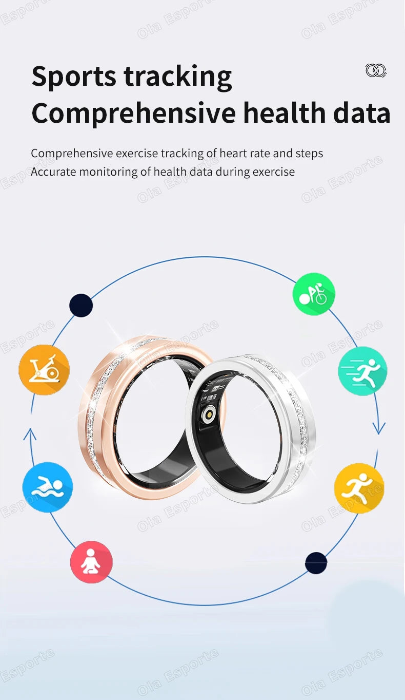 2026 New Smart Ring Lady Heart Rate Sleep Health Monitor Menstrual cycle detection IP68 Waterproof Fashion Sport Rings Women Men