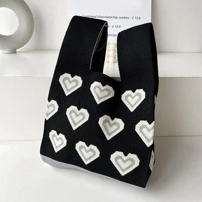 Handmade Knit Handbag Niche Design Knot Wrist Bag Reusable Mini Tote Bag Women Girls  Shoulder Bag New Fashion Shopping Bags