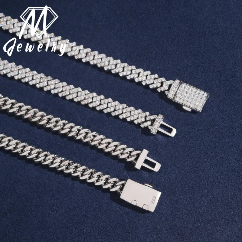 5mm Hip Hop Jewelry Bussdown Cuban Chain Link Necklace 925 Silver Iced Out Vvs Moissanite Diamond Pass Diamond Tester
