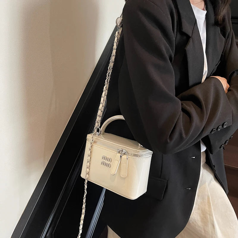 Women Square Handbags 2025 Spring Fashion Chains Crossbody Bags Soft PU Shoulder Bag Ladies Elegant Chic Mini Mobile Phone Bags