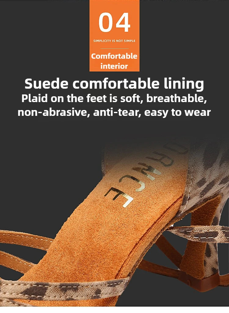 UK Latin Dance Shoes Women's Genuine Leather Flexible Sole Professional Competition Ballroom Practice Shoes