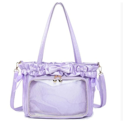 DIY Anime Badge Crossbody Shoulder Bag Subculture Ruched JK Uniform Bolso Mujer Сумки 2026 Lolita Women Ita Bags PU Clear Window