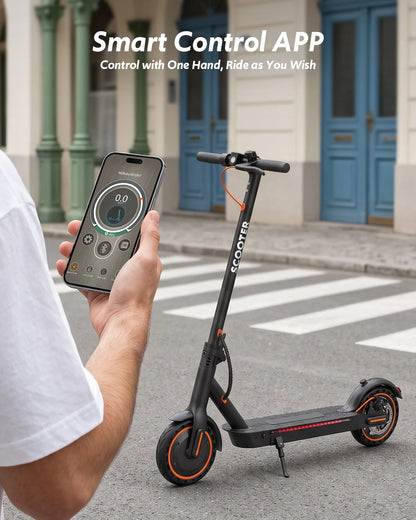 Electric Scooter for Adults, 550W Peak Motor & 19-Mile Range, 360° Lighting, Foldable E-Scooter with App Control