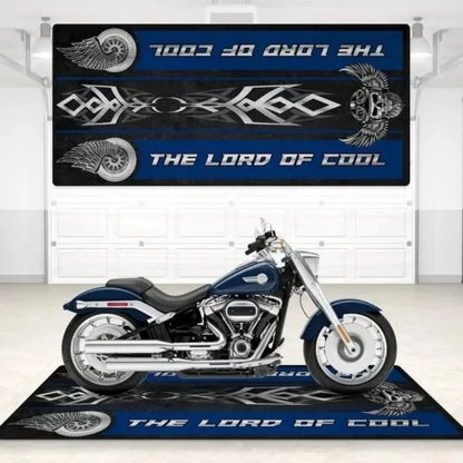 Crystal Velvet Motorcycle Mat, Anti-Slip Garage Floor Mat for Harley/Honda, Flame/Tribal/Racing Style, Motorbike Parking Rug