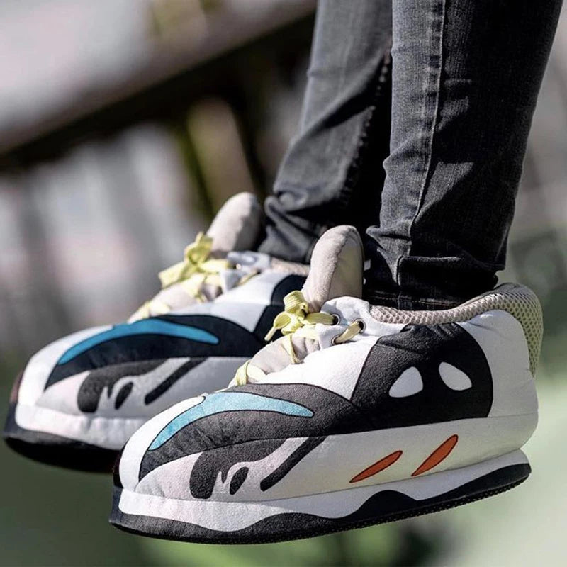 Winter fluffy home slippers Popular on Instagram Soft Non-slip thick sole living room shoes funny High-top warm shoes，men women
