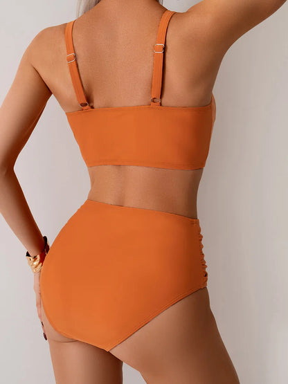 VigoBreviya 2026 Sexy Blue Strapped Swimwear Women High Waist Bikini Set Brazilian Lady Swimsuit Cross Push Up Beach Bath Suit