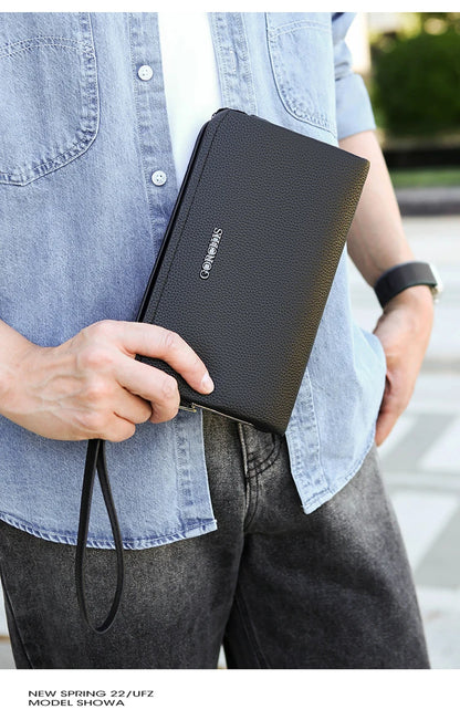Leather Wallet FL-V1 Men Business Clutch Bag Smart Fingerprint Lock Security Anti Theft Handbag Black Safety Men Wallet сумка 가방