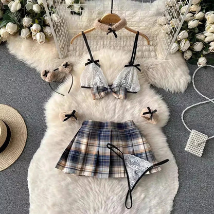 Women Lace Patchwork Velour Strappy Catsuits Fashion One Piece Combination Rompers Erotic Fashion Sexy Bunny Bodysuits Cosplay