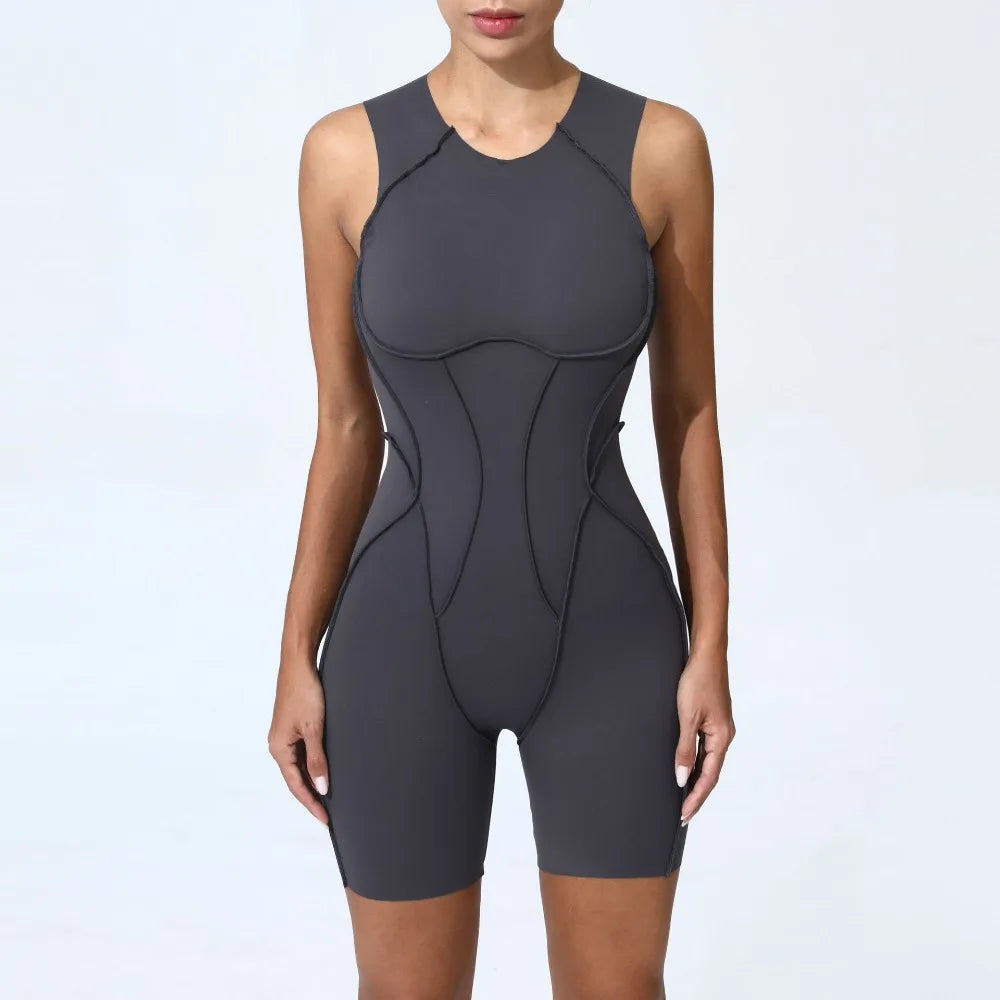 Women's Sports Jumpsuit Kit Yoga Fitness Bodysuit Hip-lifting Open Back Tight High Elasticity Outdoors Gym Workout Sexy Clothes