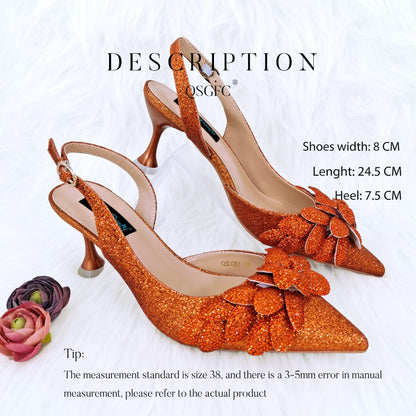 African Fashion Green Ladies Matching Shoes and Bags Nigerian Best Sell Women's Pointed Toe High Heels Commuter Wearable