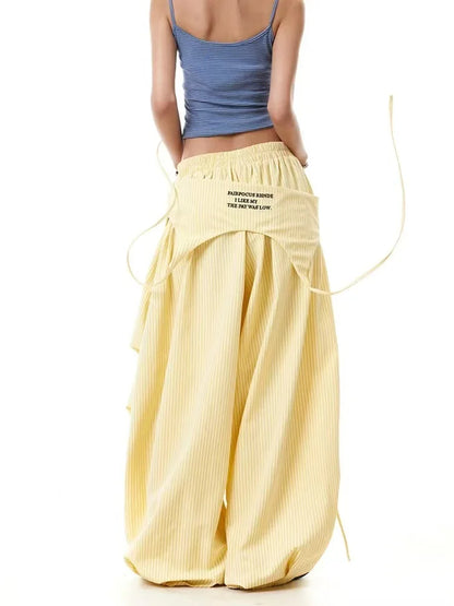 Women Y2K Wide Leg Cargo Pants 2026 Spring Cross-layer Straps Casual Hip Hop Dance Streetwear Trousers Baggy Vintage Fashion