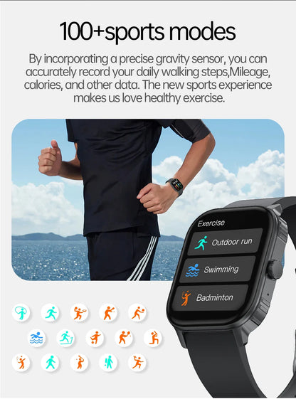 2026 1000mAh Large Battery 2026 New 2.04" HD Display Health Monitor Smart Watch Bluetooth Call IP68 Waterproof Sports Smartwatch