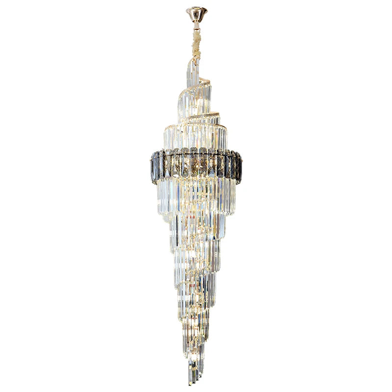 Light Luxury Large Chandelier Spiral Staircase Chandelier Luxurious And Atmospheric Duplex Villa Hotel Lobby Chandelier