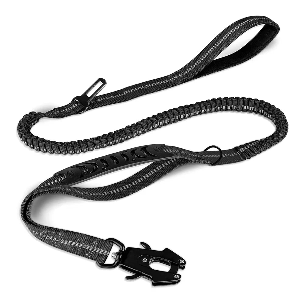 Reflective Shock Absorbing Dog Leashes with Car Seatbelt for Large Dogs Heavy Duty Tactical Bungee Dog Leash No Pull Dog Leash