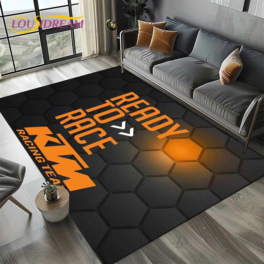 Racing Car K-KTM Motorcycle Carpet Rug for Living Room Bedroom Home Sofa Decoration,Kids Play Area Rug Non-slip Floor Mat Gift