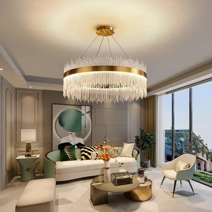 Modern Luxury Crystal Ceiling Chandelier Stainless Steel Living Room Lights Home Decor Dining Room Pendant Lamp Interior Bedroom