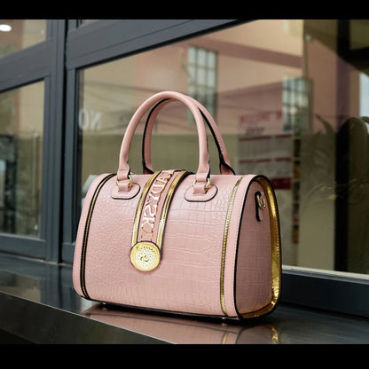 Designer Luxury Boston Bags For Women High Quality Crocodile-embossed Top Handle Bag Fashion Diamonds Letter Decoration Handbag