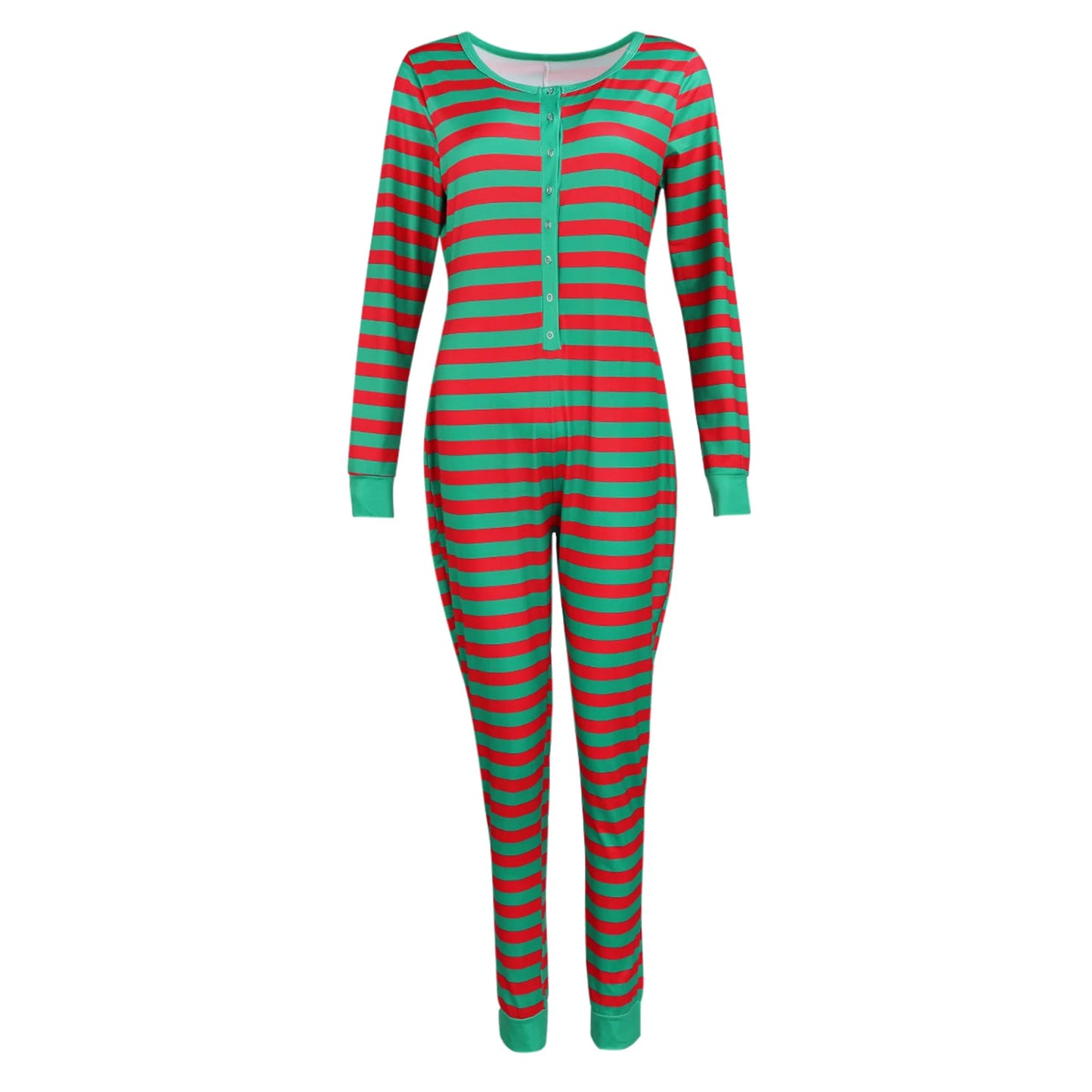 Sexy Christmas Pajamas Romper Women Y2k Stripe Printing Long Sleeve Bodycon 1 Piece Jumpsuit Ugly Christmas Pjs Sleepwear