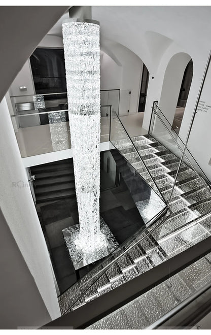 Crystal Spiral Stairs Chandelier Luxury Villa Staircase Chandelier Duplex Loft Hanging Lamp Customized Long Led Pendant Light