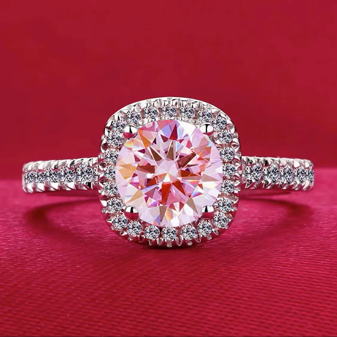 Best-selling 925 sterling silver 1-carat diamond square ring, suitable for engagement, proposal or party wear, stylish and versa