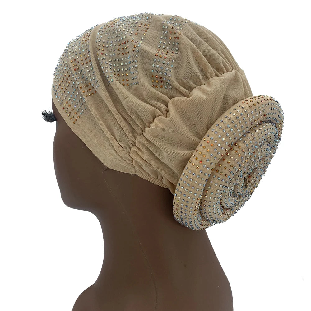 Summer Breathable Turban Cap for Women Muslim Under Scarf Cap African Lady Head Wraps Bonnet