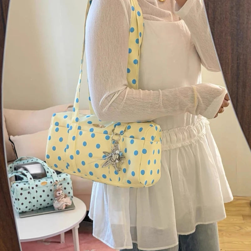 Korean Style Polka Dot Shoulder Bag Women's Large Capacity Commuter Pillow Bag Underarm Bag Trendy Single Shoulder Bags