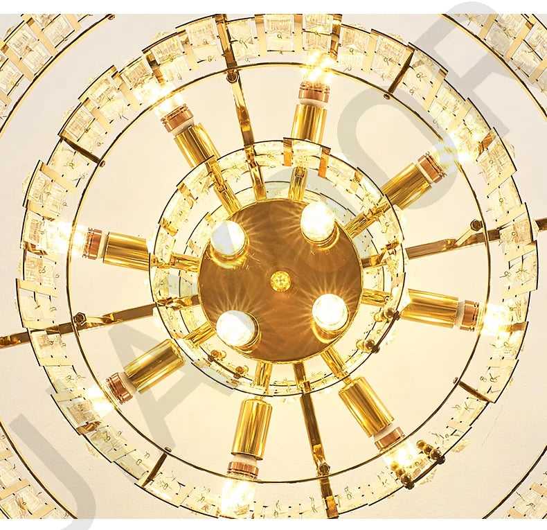 Luxury Dining Living Room Chandelier Modern Round Ceiling Pendant Lights Interior Decoration Golde Crystal Led Ceiling Light