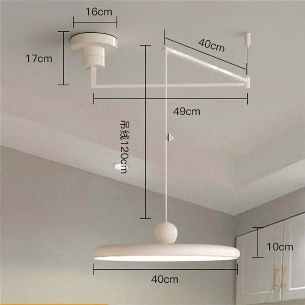 Nordic Cream Iron Swing Arm Lamp Adjustable Rotatable Pendant Wall Light for Bedside Living Room Desk Led Lights