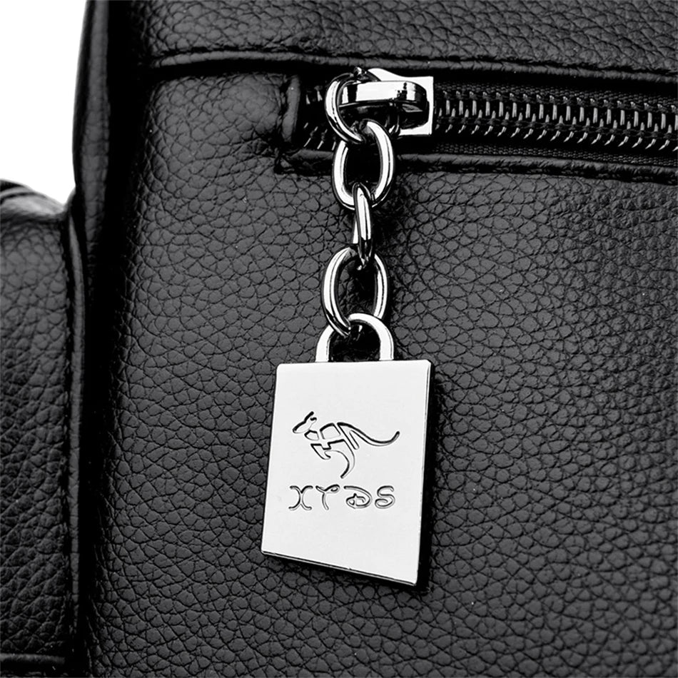 Many Pockets Women Leather Top-handle Bag Luxury Designer Female Shoulder Messenger Shopper Bags Brand Ladies Crossbody Handbags