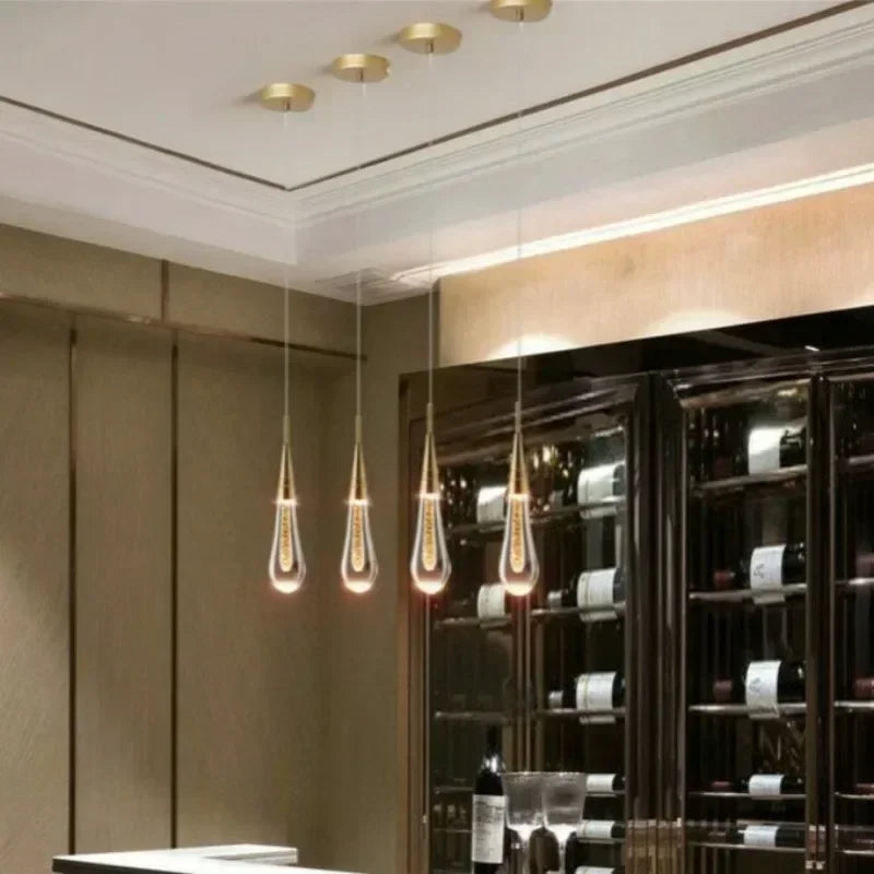Water Drop Ceiling Chandelier Bubble Crystal Hanging Lamp Dining Room Decor Bedroom Lamp Bar Cafe Led Lights Home Pendant Light