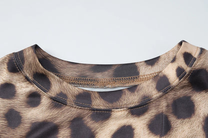 Dulzura Summer Fashion Sexy O-Neck Sleeveless Shirring Leopard Print T-Shirt Women'S Casual Versatile Y2K Top Party Club Clothes