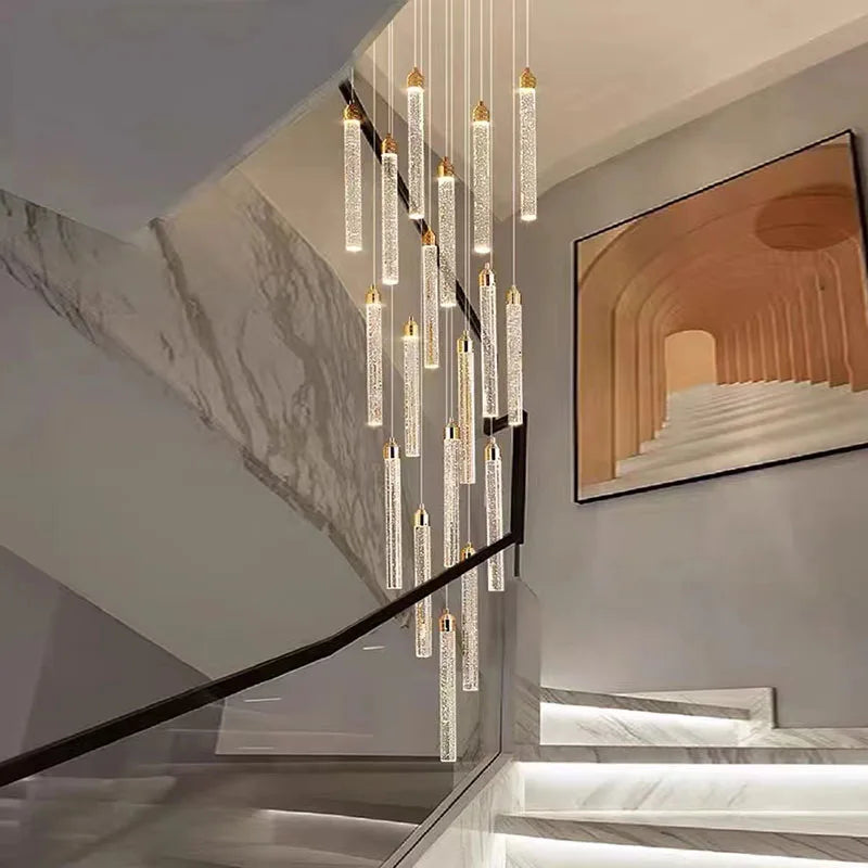 Modern Ceiling Chandelier Luxury Staircase Crystal Chandeliers Duplex Attic Villa Living Room Pendant Lights Home Decor Lighting