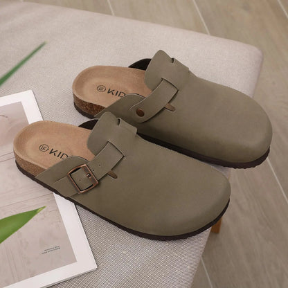 Evshine Men's Cow Suede Clogs with Arch Support Leather Mules Comfort Fashion Potato Shoe Women Cork Footbed Genuine Suede Clogs
