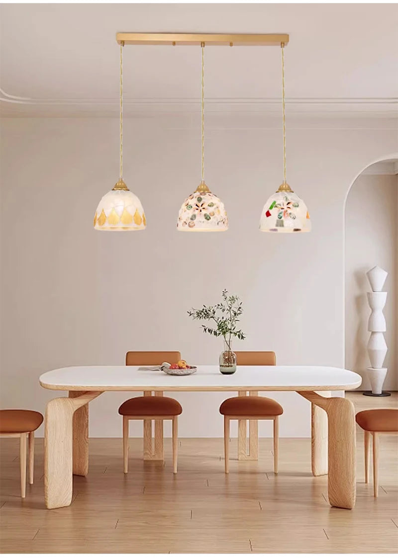 Glass Ceiling Chandelier Creative Sea Shell Lampshade Bedroom Bedside Hanging Lamp Interior Decoration Lighting Pendant Lights