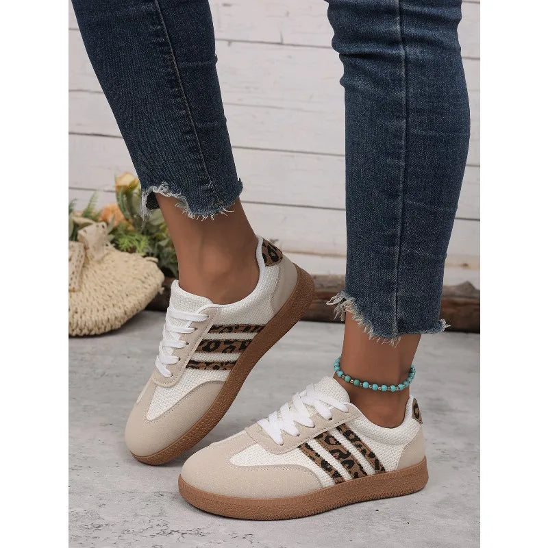 2026 Women Spring Sneakers Brand Classical Outdoor Casual Shoes Luxury Designer Leopard Print Comfort  Flat Shoes