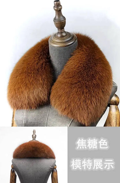 Natural Fox Fur Collar Removable Real Fur Square Collar for Coat Fashion Accessory for Women down Jacket Large Scarf Scarves