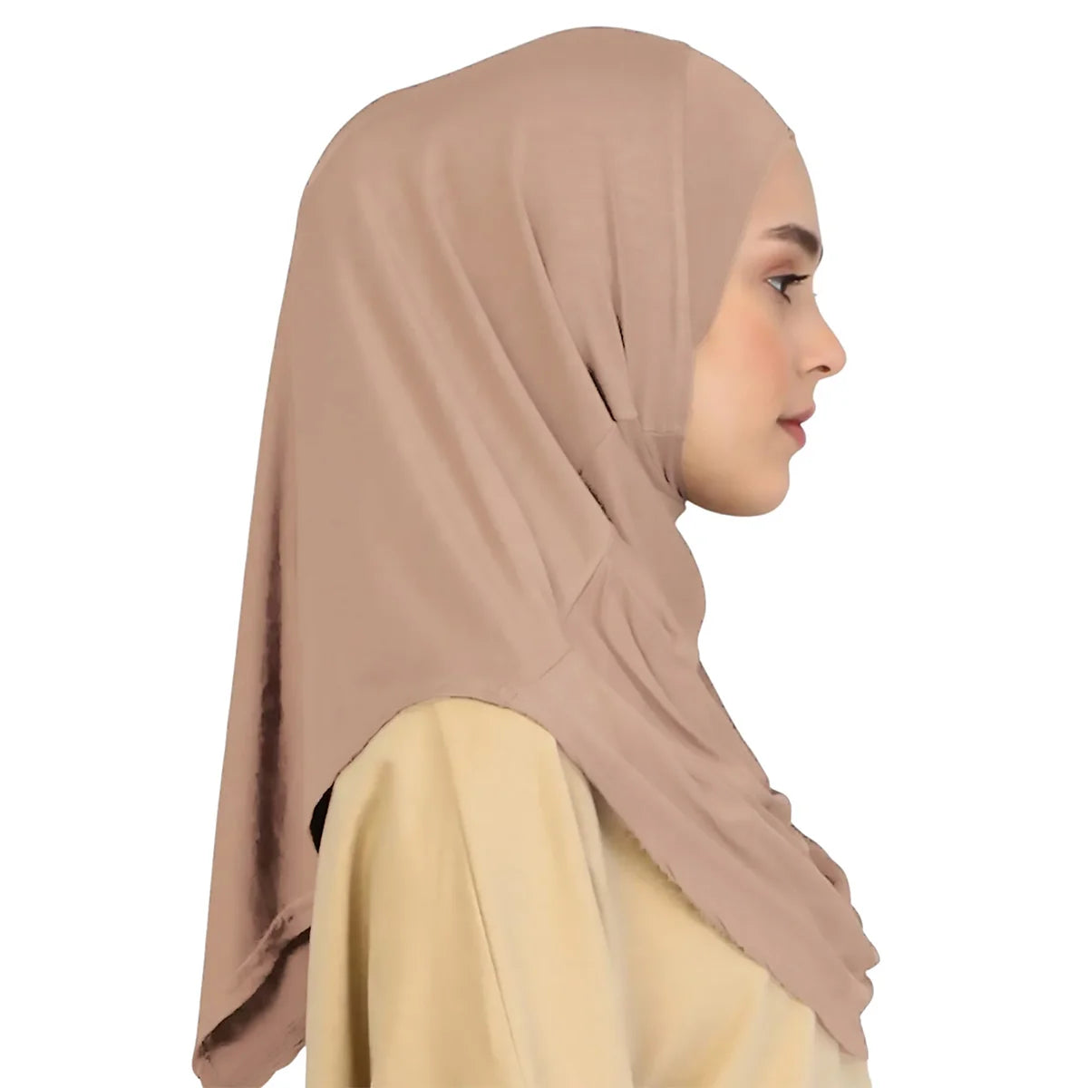 New Ready To Go Wear Instant Hijab for Women Solid Color Hemp Headscarf Neck Cover Sports Hijabs Pinless Islam Shawls and Wraps