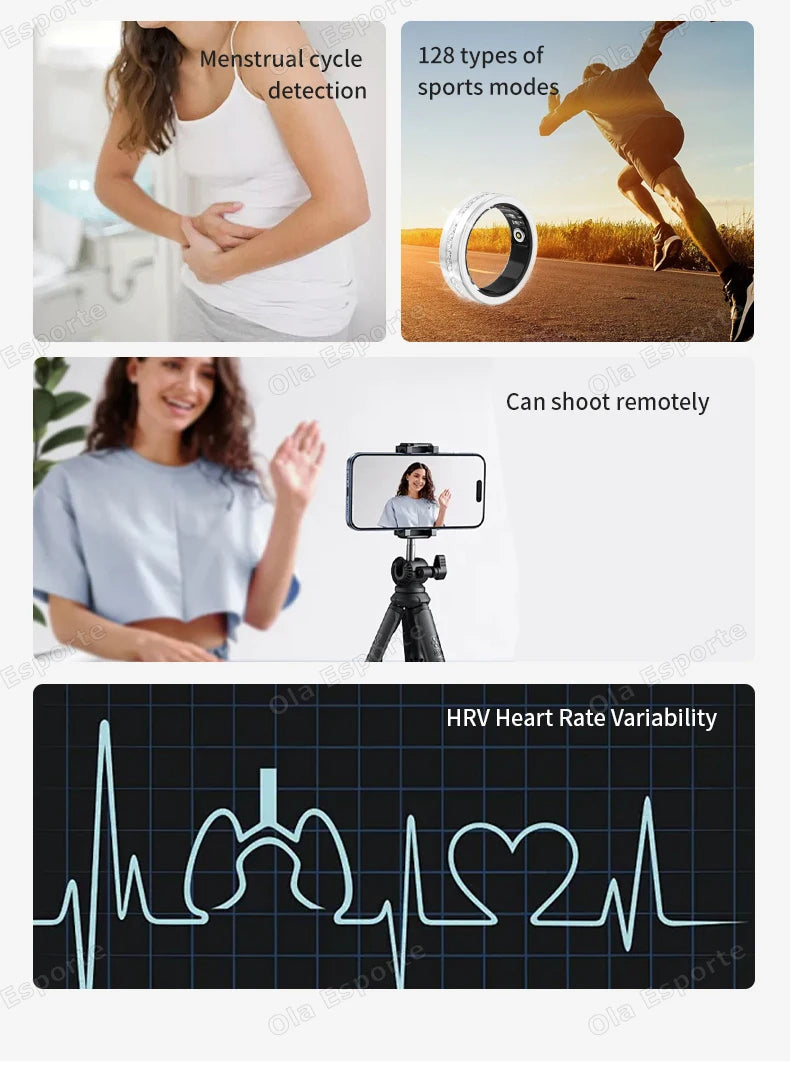 2026 New Smart Ring Lady Heart Rate Sleep Health Monitor Menstrual cycle detection IP68 Waterproof Fashion Sport Rings Women Men