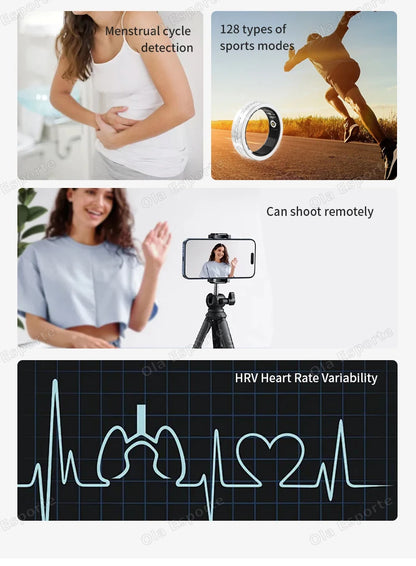 2026 New Smart Ring Lady Heart Rate Sleep Health Monitor Menstrual cycle detection IP68 Waterproof Fashion Sport Rings Women Men