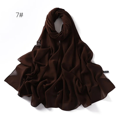 70*180cm Muslim Chiffon Hijab Shawls Scarf Women Solid Color Head Wraps Women Hijabs Scarves Ladies Foulard Femme Muslim Veil