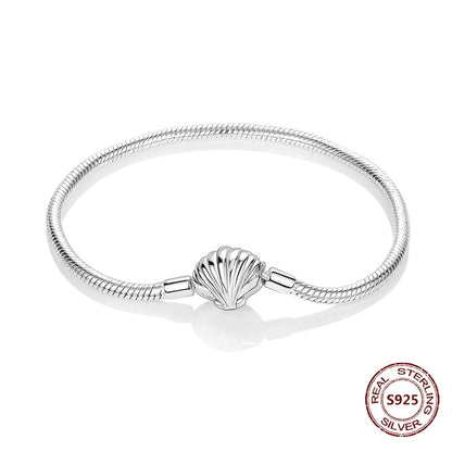 Silver 925 Bracelet Original Bracelets Colorful Zircon Heart Flower Cat Snake Chain For DIY Charms 17-20CM Luxury Jewelry Gifts